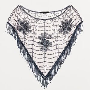 Zara light pink and black beaded embroidered cape NWT